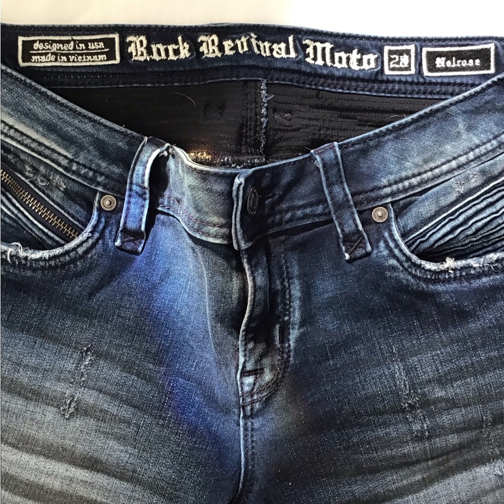 Rock Revival Women's Dark Blue Skinny Moto Jeans sz 28 - Picture 4 of 15